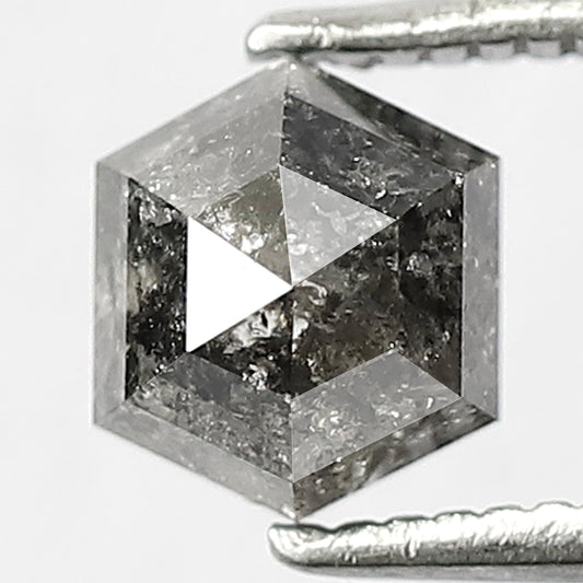 0.95 CT Hexagon shape natural loose salt and pepper diamond , 6 mm grey black color diamond , Engagement Ring diamond , Real Diamond
