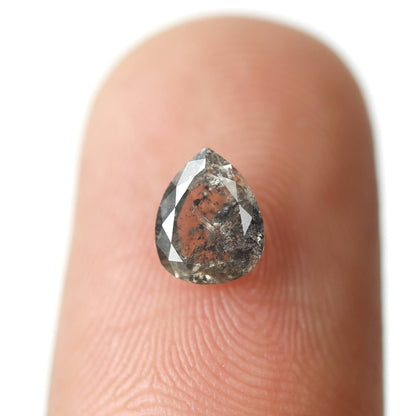 Pear Shape 0.70 Ct Salt and Pepper Diamond, 6.30 mm Natural Gray Black Loose Stone for Custom Ring