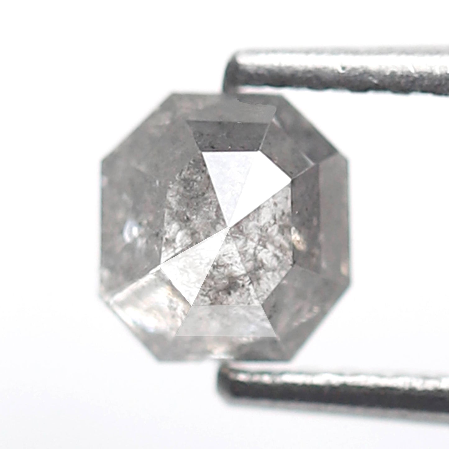 Natural Asscher cut 0.71 CT Loose Diamond, 5.30 x 5.00 mm Natural Gray Black Ethical Salt and Pepper Diamond