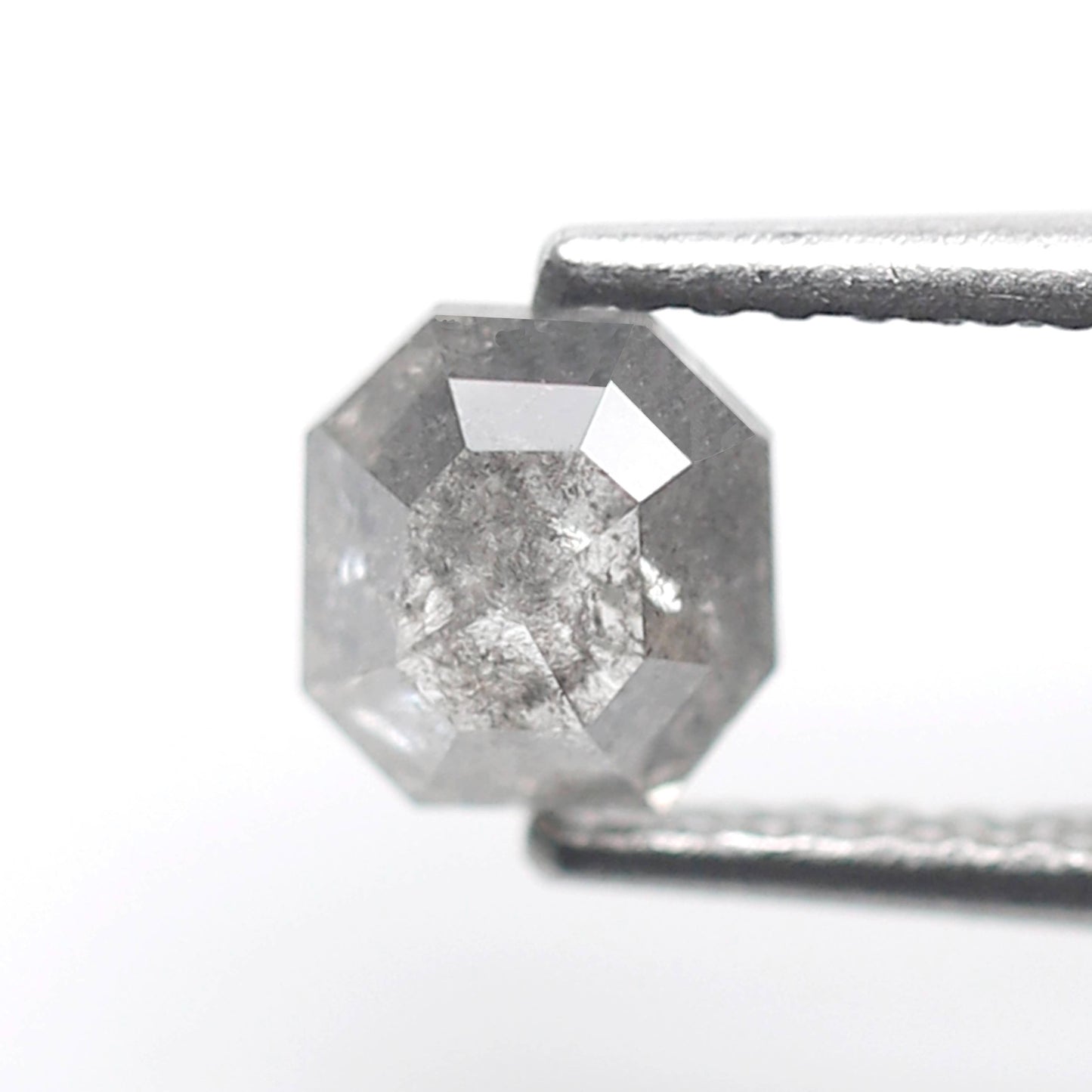 Natural Asscher cut 0.71 CT Loose Diamond, 5.30 x 5.00 mm Natural Gray Black Ethical Salt and Pepper Diamond