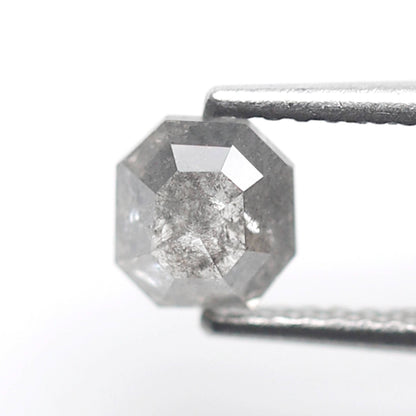 Natural Asscher cut 0.71 CT Loose Diamond, 5.30 x 5.00 mm Natural Gray Black Ethical Salt and Pepper Diamond