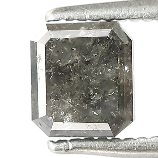1.16 CT Emerald Shape Natural Loose Salt and Pepper Diamond, grey black color unique Diamond, 5 mm emerald Diamond, Emerald wedding ring