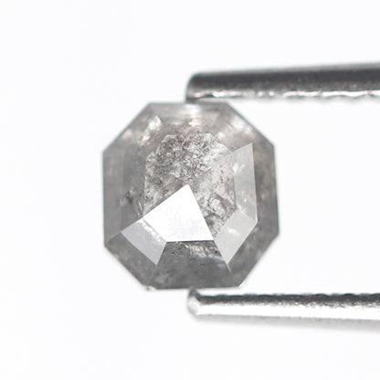 Natural Asscher cut 0.71 CT Loose Diamond, 5.30 x 5.00 mm Natural Gray Black Ethical Salt and Pepper Diamond