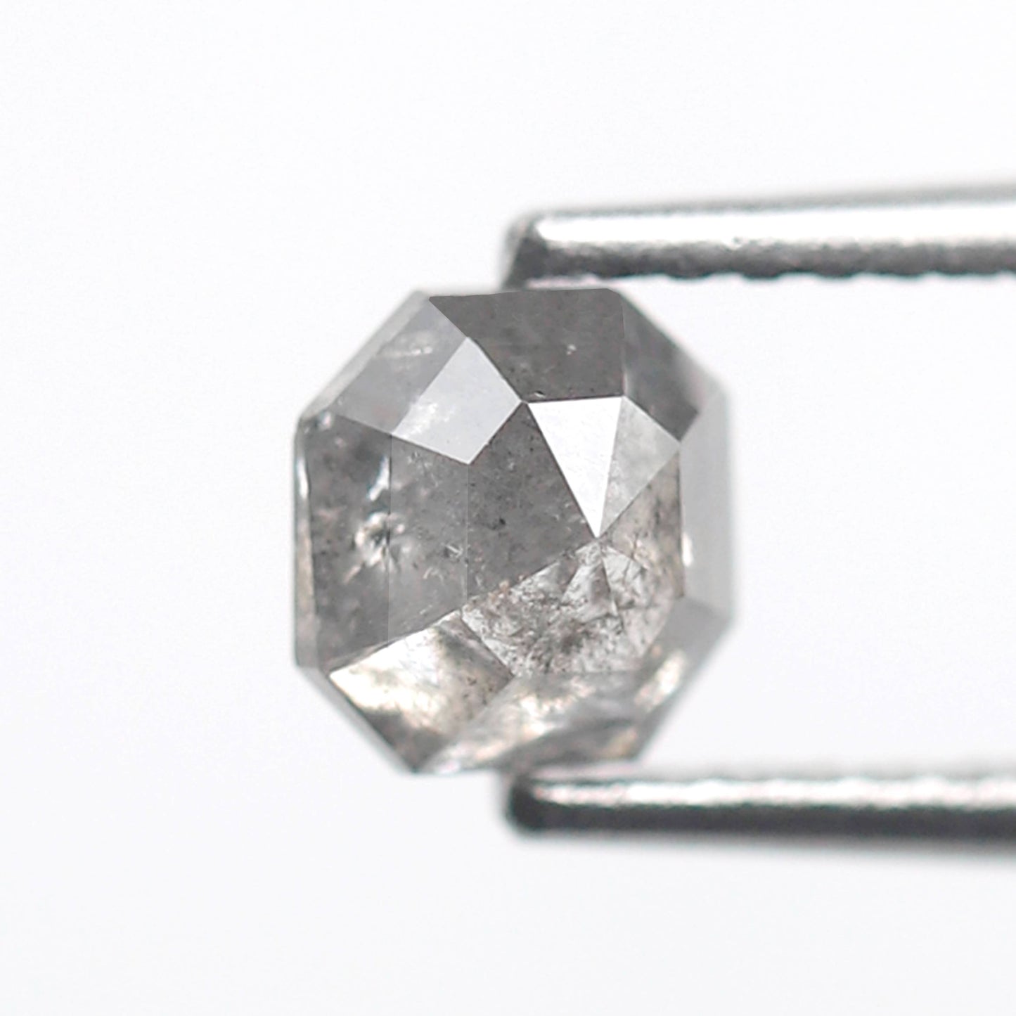 Natural Asscher cut 0.71 CT Loose Diamond, 5.30 x 5.00 mm Natural Gray Black Ethical Salt and Pepper Diamond