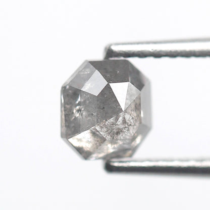 Natural Asscher cut 0.71 CT Loose Diamond, 5.30 x 5.00 mm Natural Gray Black Ethical Salt and Pepper Diamond