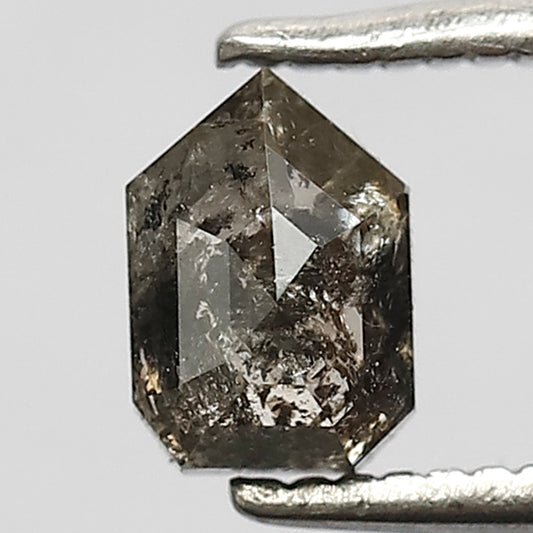 0.68 CT Antique Full Cut Salt and Pepper Diamond | Modified Shape Earth Mined Diamond for Platinum Ring