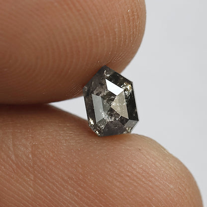 0.68 CT Antique Full Cut Salt and Pepper Diamond | Modified Shape Earth Mined Diamond for Platinum Ring