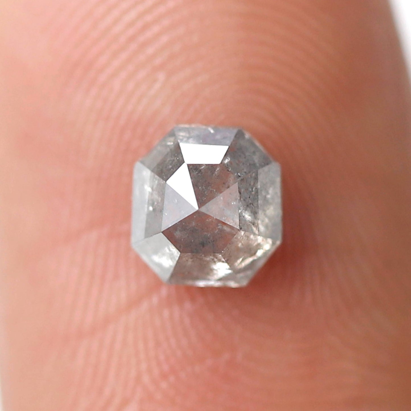 Natural Asscher cut 0.71 CT Loose Diamond, 5.30 x 5.00 mm Natural Gray Black Ethical Salt and Pepper Diamond