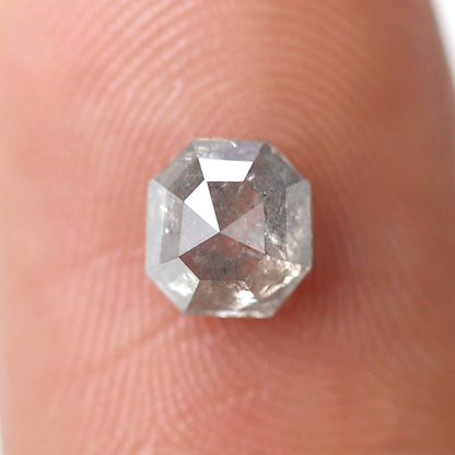 Natural Asscher cut 0.71 CT Loose Diamond, 5.30 x 5.00 mm Natural Gray Black Ethical Salt and Pepper Diamond