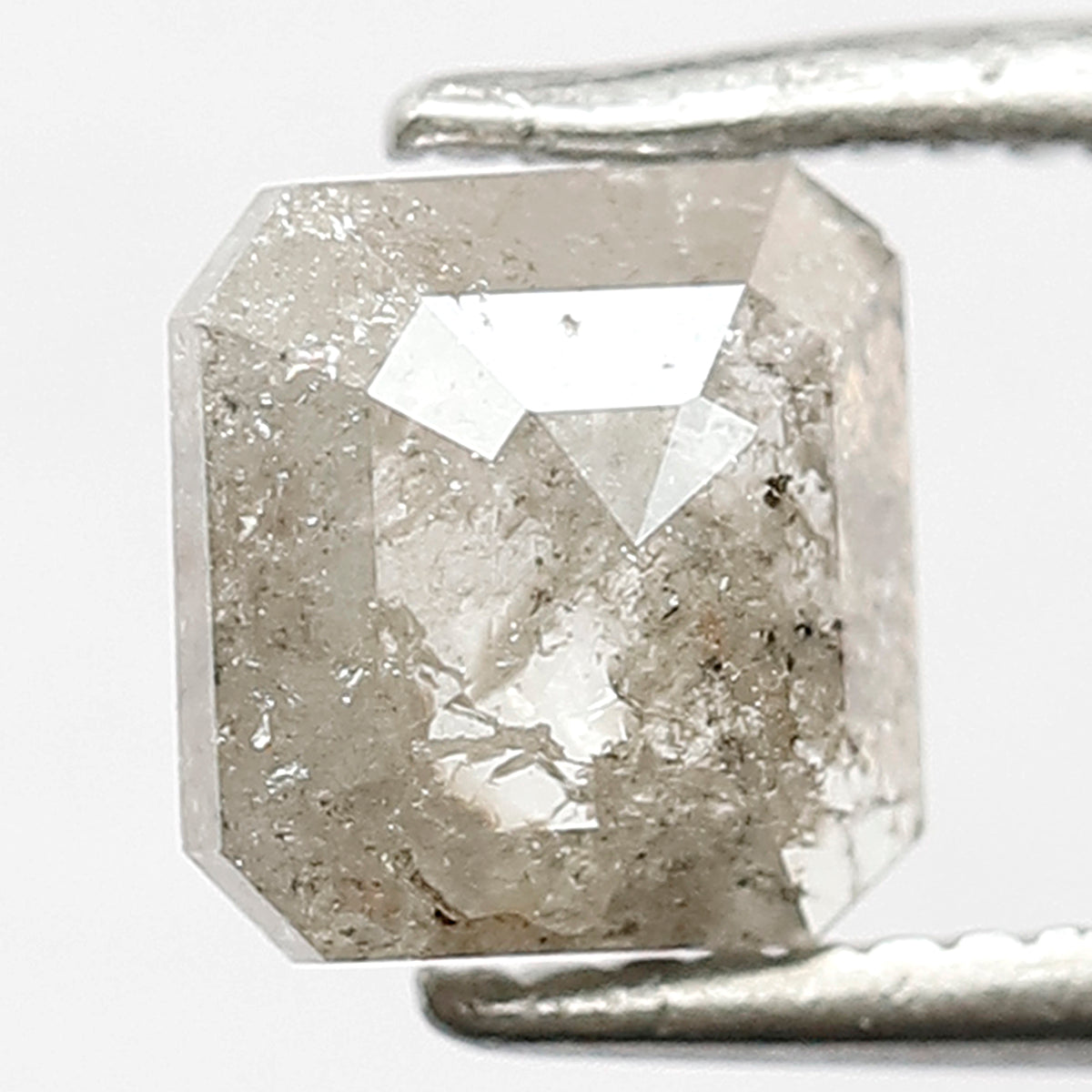 0.93 CT Asscher shape Natural Loose Salt and Pepper Diamond , Grey Black color asscher diamond , 6 mm asscher diamond, wedding ring diamond