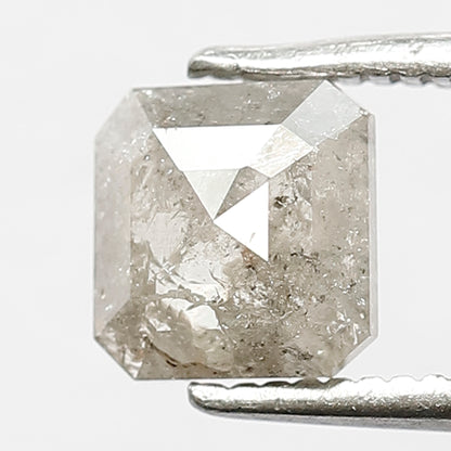 0.93 CT Asscher shape Natural Loose Salt and Pepper Diamond , Grey Black color asscher diamond , 6 mm asscher diamond, wedding ring diamond