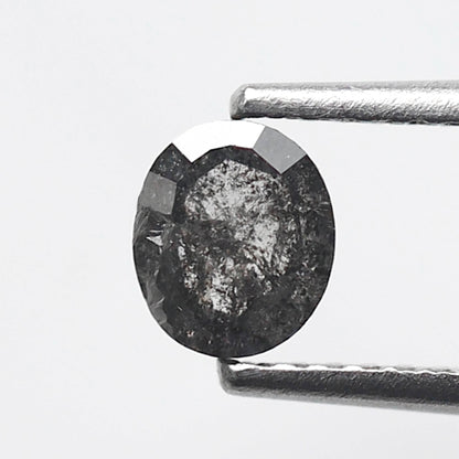 Oval Cut 0.61 Ct Salt and Pepper Diamond, Natural Gray Black Loose Stone for Custom Engagement Ring