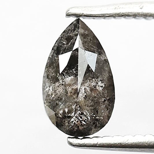 0.67 CT Natural Pear Shape salt and pepper Diamond,7 mm Diamond, Grey Black color unique diamond, pear shape diamond for making wedding ring