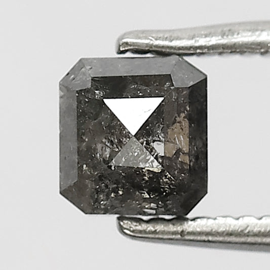 0.61 Ct Salt and Pepper Diamond Emerald Cut | Blackish Grey Natural Loose Diamond for Jewelry