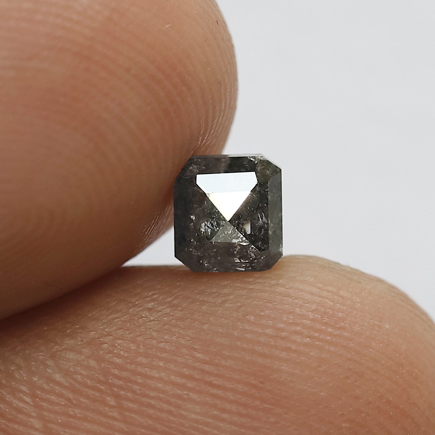 0.61 Ct Salt and Pepper Diamond Emerald Cut | Blackish Grey Natural Loose Diamond for Jewelry