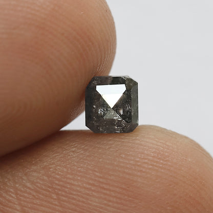 0.61 Ct Salt and Pepper Diamond Emerald Cut | Blackish Grey Natural Loose Diamond for Jewelry