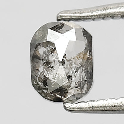 0.46 Ct Oval Shape Salt and Pepper Diamond | Grey Black Natural Faceted Loose Diamond for Engagement Ring
