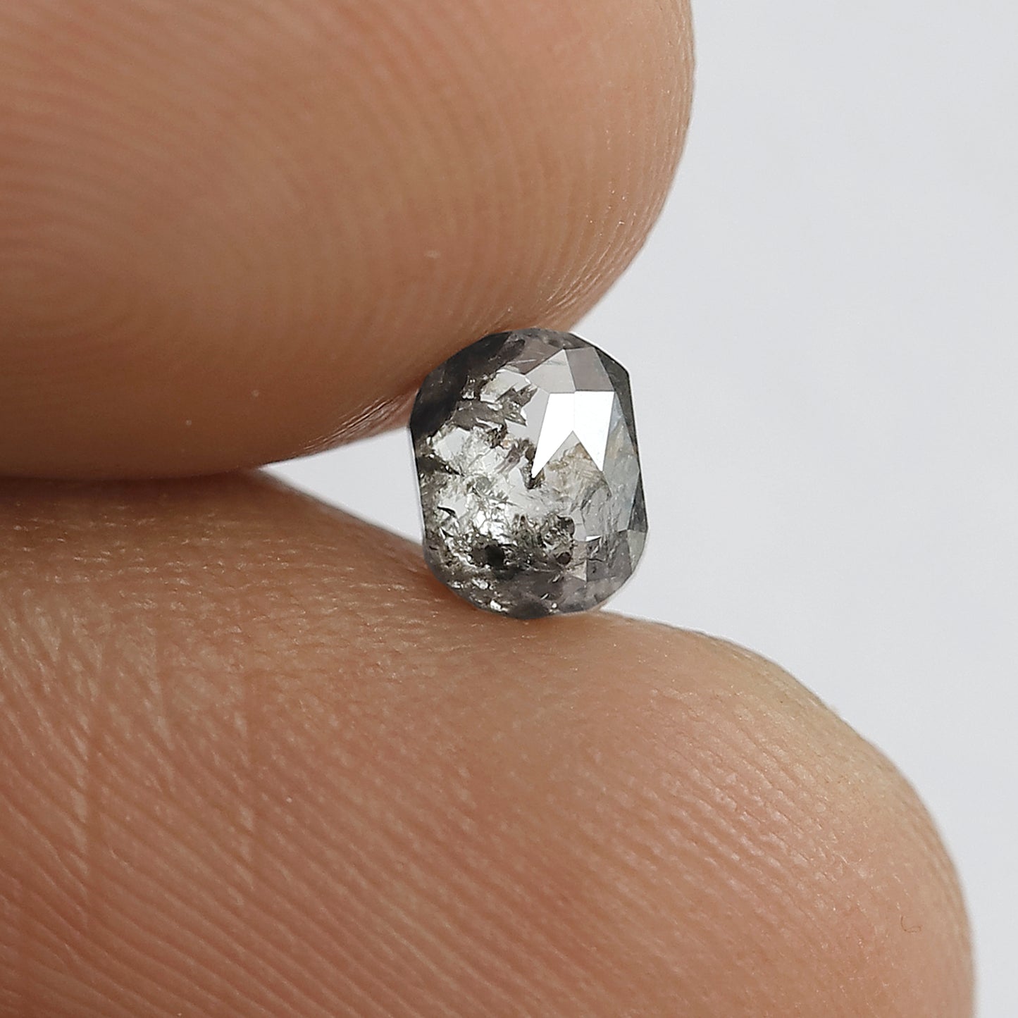0.46 Ct Oval Shape Salt and Pepper Diamond | Grey Black Natural Faceted Loose Diamond for Engagement Ring