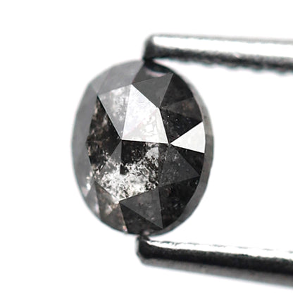 Oval Cut 0.61 Ct Salt and Pepper Diamond, Natural Gray Black Loose Stone for Custom Engagement Ring