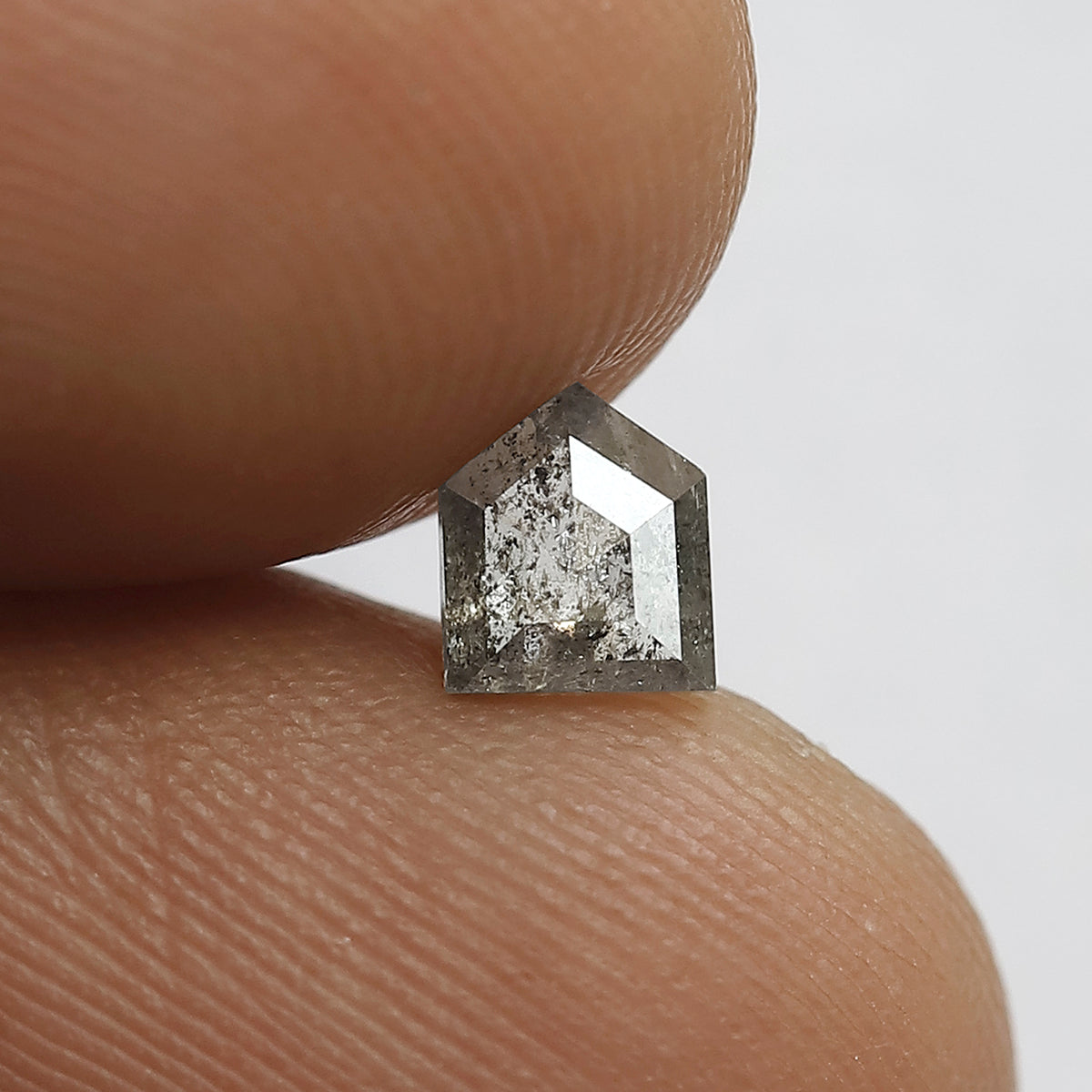 0.38 Ct Natural Salt and Pepper Diamond | Shining Modified Shape Flat Base Loose Diamond for Halo Ring