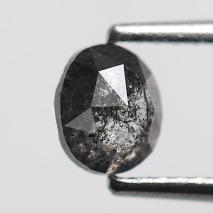 Oval Cut 0.61 Ct Salt and Pepper Diamond, Natural Gray Black Loose Stone for Custom Engagement Ring