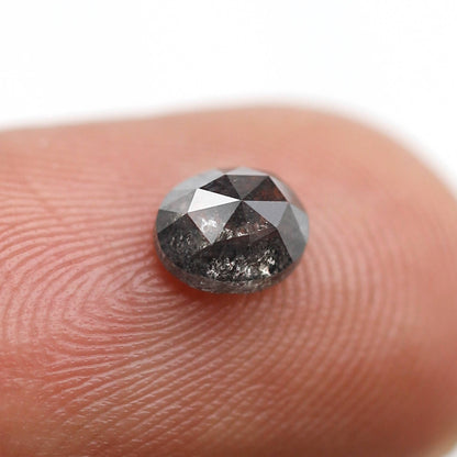 Oval Cut 0.61 Ct Salt and Pepper Diamond, Natural Gray Black Loose Stone for Custom Engagement Ring