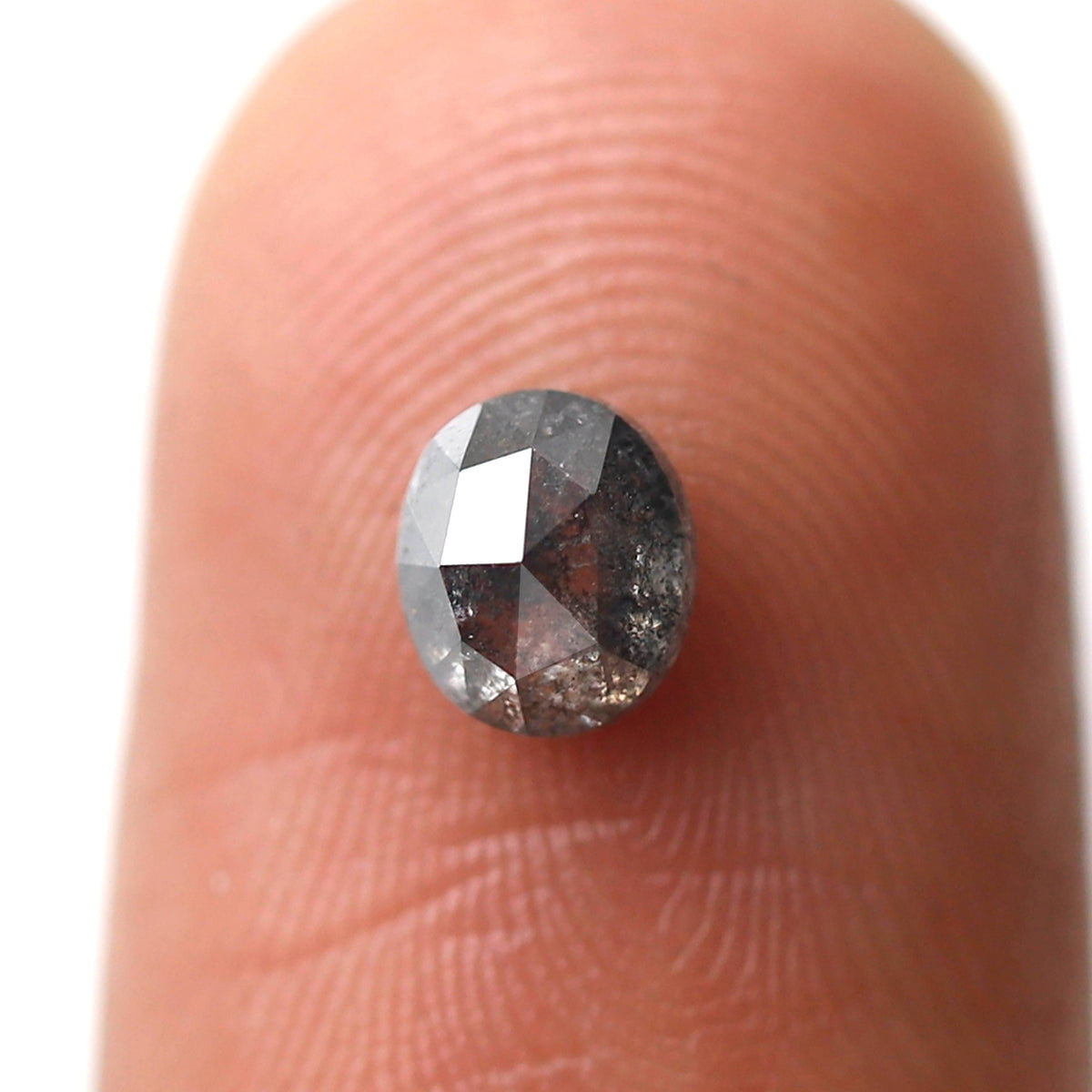 Oval Cut 0.61 Ct Salt and Pepper Diamond, Natural Gray Black Loose Stone for Custom Engagement Ring