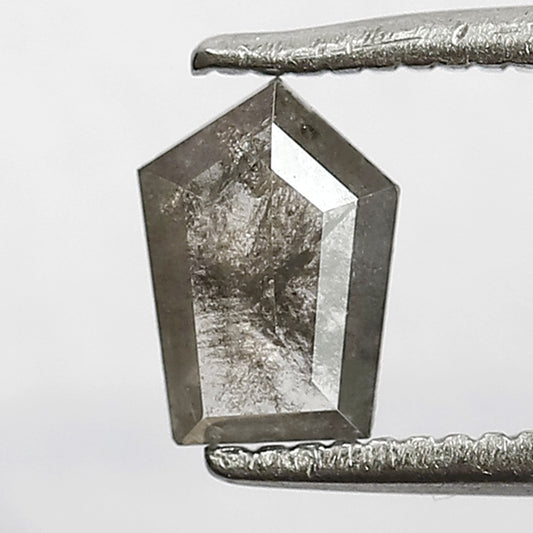 0.40 Ct Natural Salt and Pepper Diamond | Blackish Grey Modified Shape Flat Base Loose Diamond for Jewelry