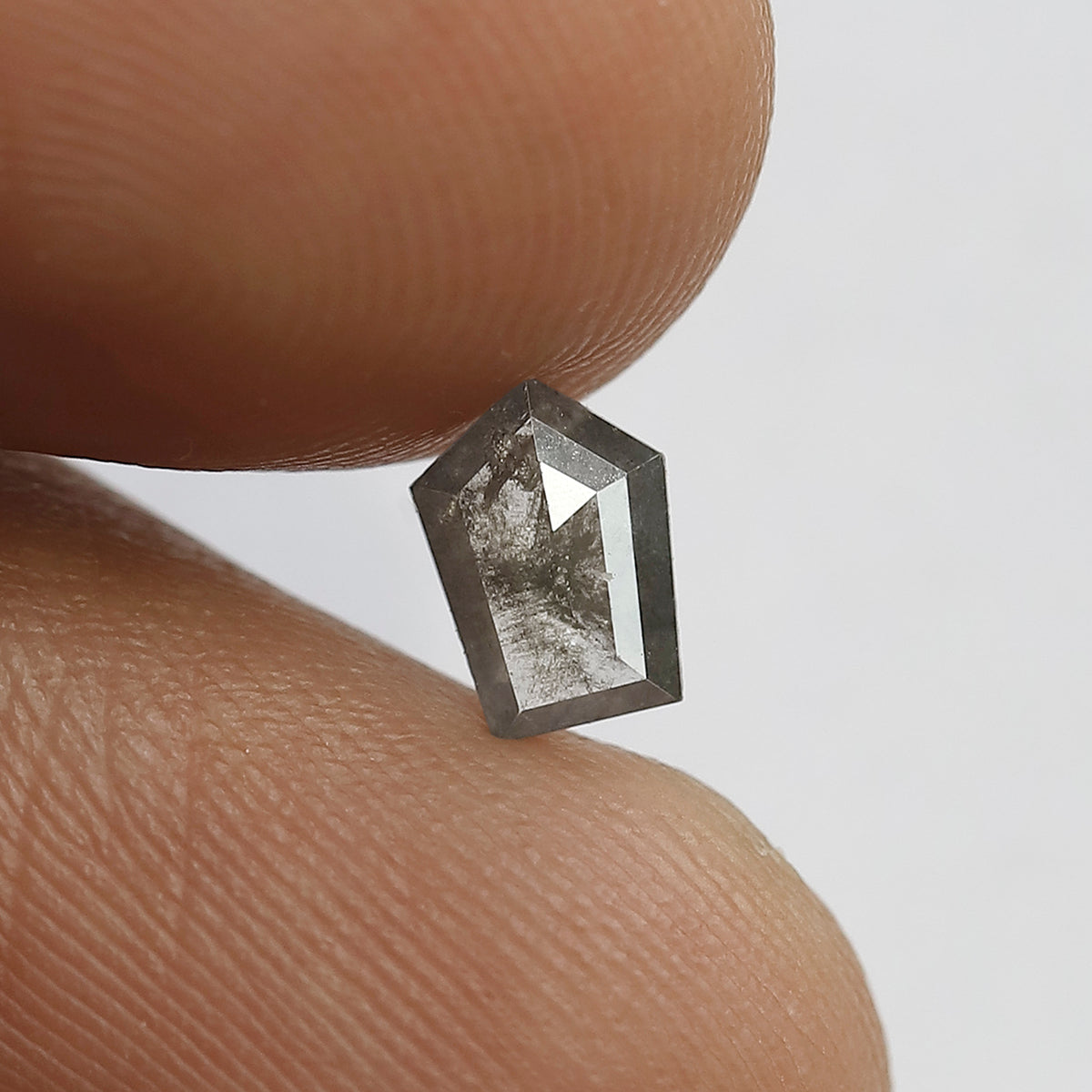 0.40 Ct Natural Salt and Pepper Diamond | Blackish Grey Modified Shape Flat Base Loose Diamond for Jewelry
