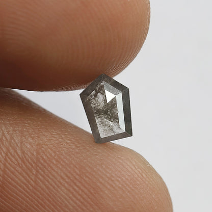 0.40 Ct Natural Salt and Pepper Diamond | Blackish Grey Modified Shape Flat Base Loose Diamond for Jewelry