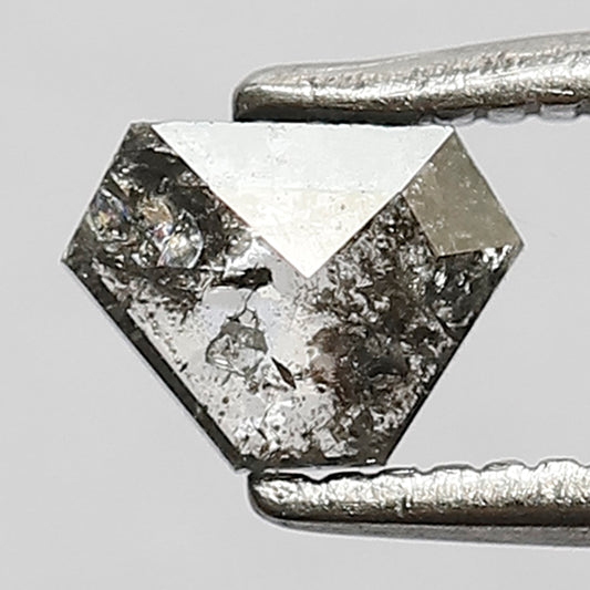 0.32 Ct Modified Shape Salt & Pepper Diamond | Antique Cut Polished Back Natural Loose Diamond for Bridal Jewelry