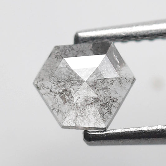 0.40 Ct Natural Geometric cut Diamond, Gray Black Salt and Pepper Loose Diamond, 5.00 x 6.00 mm Earth Mined Ring Stone