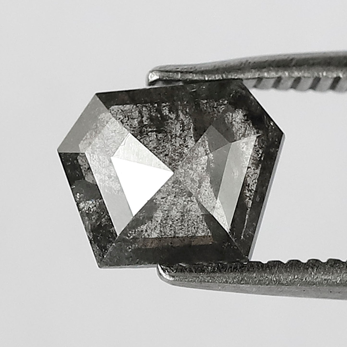 Natural Geometric cut 0.91 CT Loose Diamond, 5.80 x 7.30 mm Ethical Salt and Pepper Diamond