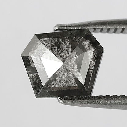 Natural Geometric cut 0.91 CT Loose Diamond, 5.80 x 7.30 mm Ethical Salt and Pepper Diamond