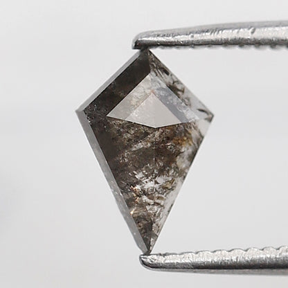 0.45 CT Kite Shape Salt and Pepper Diamond, Natural Gray Black Loose Diamond, Earth Mined Conflict Free Stone for Unique Engagement Ring