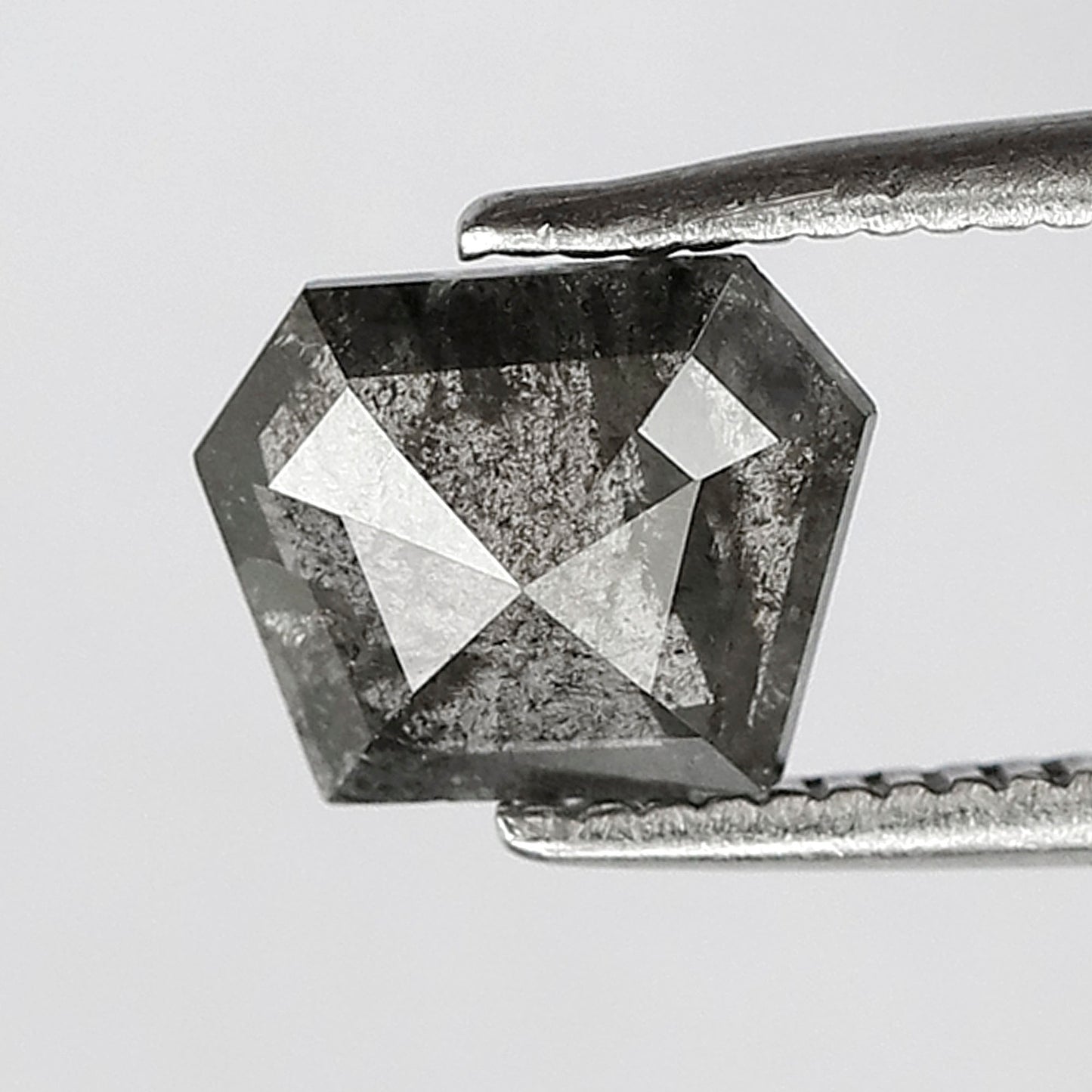 Natural Geometric cut 0.91 CT Loose Diamond, 5.80 x 7.30 mm Ethical Salt and Pepper Diamond