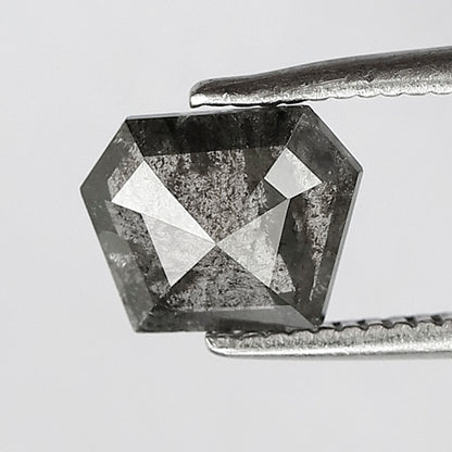 Natural Geometric cut 0.91 CT Loose Diamond, 5.80 x 7.30 mm Ethical Salt and Pepper Diamond
