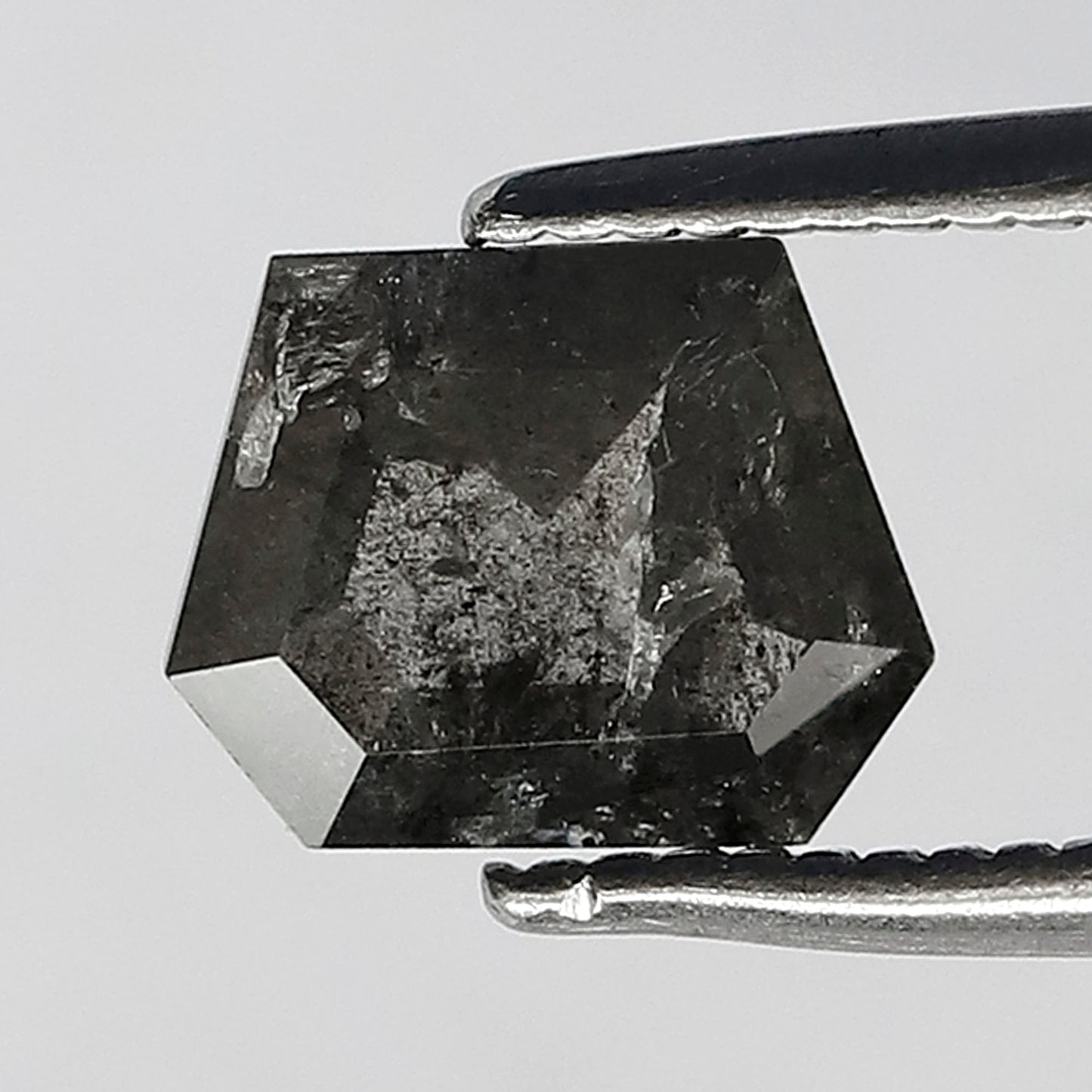 Natural Geometric cut 0.91 CT Loose Diamond, 5.80 x 7.30 mm Ethical Salt and Pepper Diamond