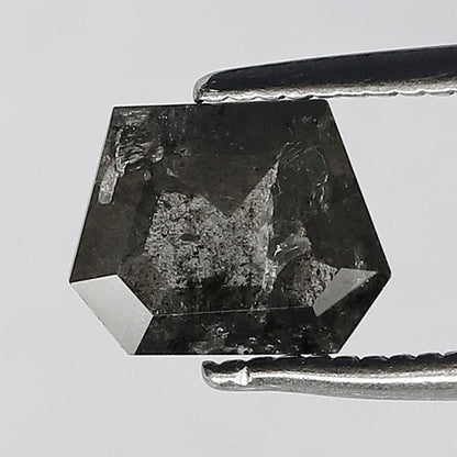 Natural Geometric cut 0.91 CT Loose Diamond, 5.80 x 7.30 mm Ethical Salt and Pepper Diamond