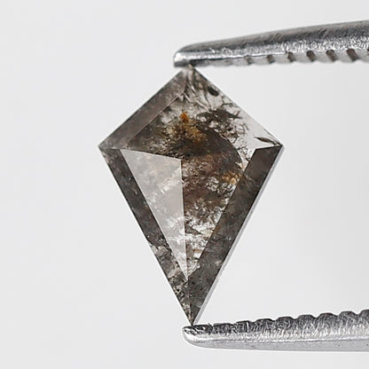 0.45 CT Kite Shape Salt and Pepper Diamond, Natural Gray Black Loose Diamond, Earth Mined Conflict Free Stone for Unique Engagement Ring