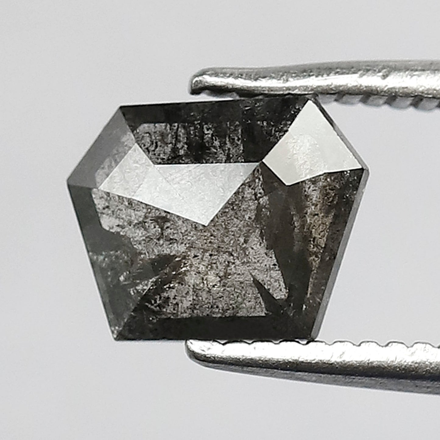 Natural Geometric cut 0.91 CT Loose Diamond, 5.80 x 7.30 mm Ethical Salt and Pepper Diamond