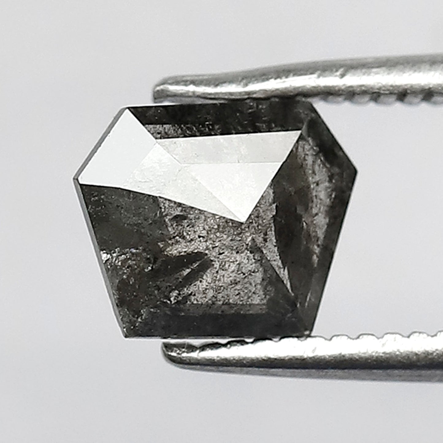Natural Geometric cut 0.91 CT Loose Diamond, 5.80 x 7.30 mm Ethical Salt and Pepper Diamond
