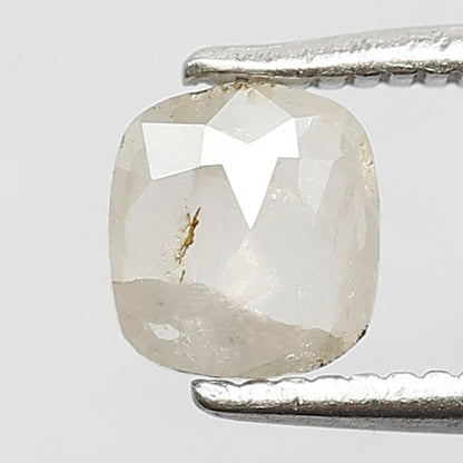 0.57 Ct Natural Milky White Diamond | Cushion Shape Fancy Rose Cut Salt & Pepper Loose Diamond for Jewelry