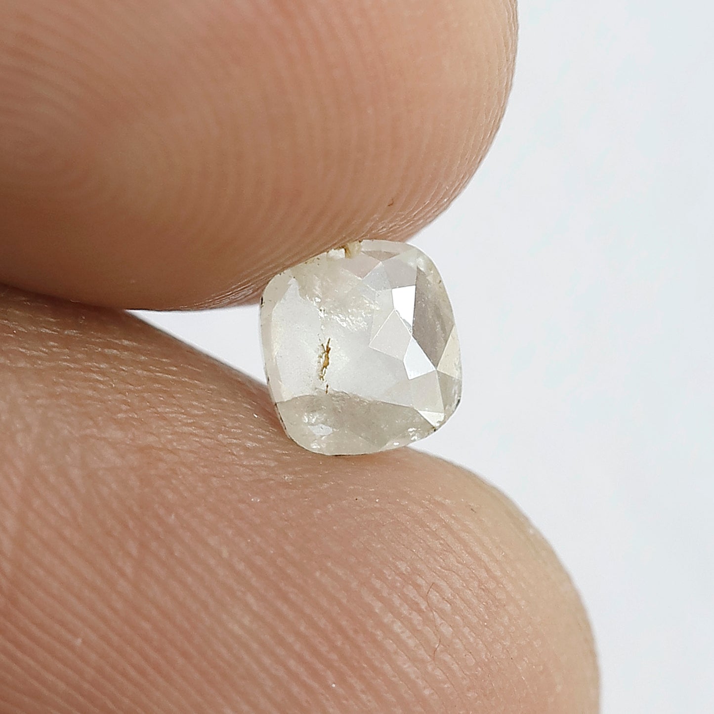 0.57 Ct Natural Milky White Diamond | Cushion Shape Fancy Rose Cut Salt & Pepper Loose Diamond for Jewelry