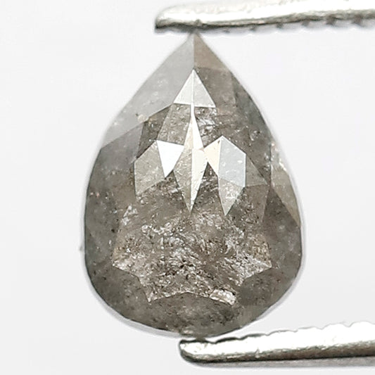 0.96 CT Earth Mined Loose Natural Pear Shape Diamond 7 MM Grey Black Color Salt and Pepper Diamond Customized Wedding Ring