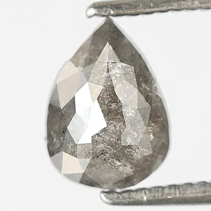 0.96 CT Earth Mined Loose Natural Pear Shape Diamond 7 MM Grey Black Color Salt and Pepper Diamond Customized Wedding Ring