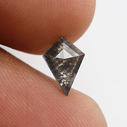 0.45 CT Kite Shape Salt and Pepper Diamond, Natural Gray Black Loose Diamond, Earth Mined Conflict Free Stone for Unique Engagement Ring