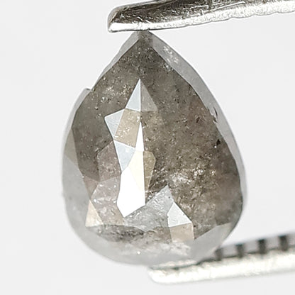 0.96 CT Earth Mined Loose Natural Pear Shape Diamond 7 MM Grey Black Color Salt and Pepper Diamond Customized Wedding Ring