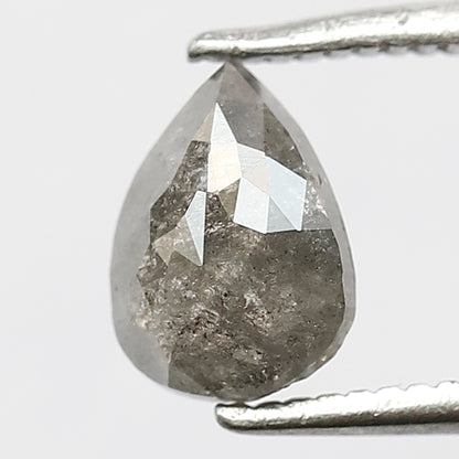 0.96 CT Earth Mined Loose Natural Pear Shape Diamond 7 MM Grey Black Color Salt and Pepper Diamond Customized Wedding Ring