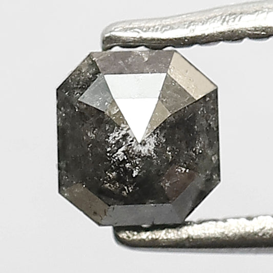 0.49 Ct Natural Blackish Grey Diamond | 4mm Emerald Cut Salt & Pepper Loose Diamond for Rings or Custom Jewelry